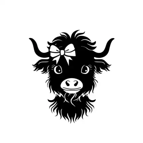 Baby Cow Highland Silhouette SVG Design | SVG Files for Cricut & Print