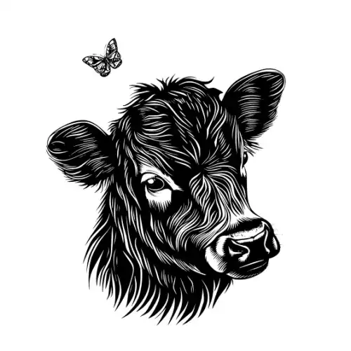 Baby Cow Highland Silhouette SVG Design | SVG Files for Cricut & Print