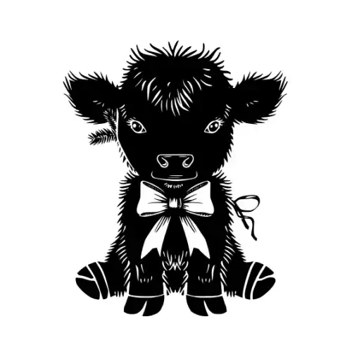 Baby Cow Highland Silhouette SVG Design | SVG Files for Cricut & Print