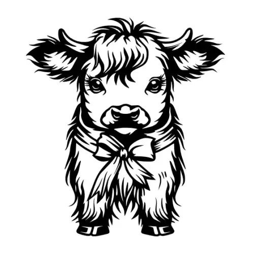 Baby Cow Highland Silhouette SVG Design | SVG Files for Cricut & Print