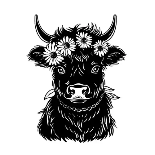 Baby Cow Highland Silhouette SVG Design | SVG Files for Cricut & Print