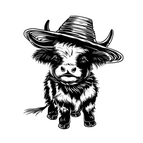 Baby Cow Highland Silhouette SVG Design | SVG Files for Cricut & Print