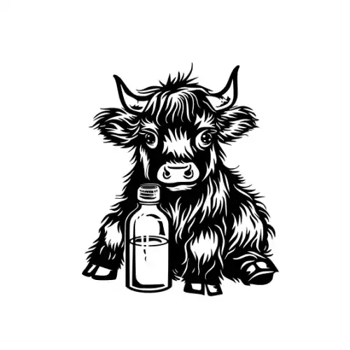 Baby Cow Highland Silhouette SVG Design | SVG Files for Cricut & Print