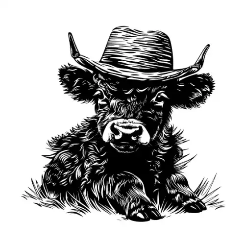 Baby Cow Highland Silhouette SVG Design | SVG Files for Cricut & Print