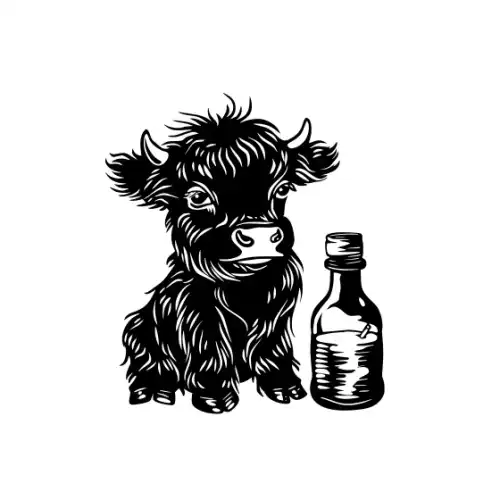 Baby Cow Highland Silhouette SVG Design | SVG Files for Cricut & Print