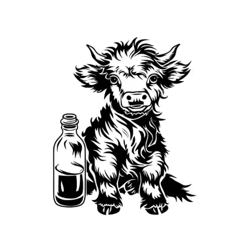 Baby Cow Highland Silhouette SVG Design | SVG Files for Cricut & Print