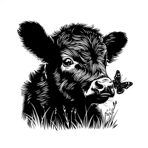 Baby Cow Highland Silhouette SVG Design | SVG Files for Cricut & Print