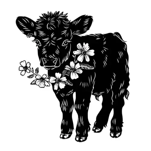 Baby Cow Highland Silhouette SVG Design | SVG Files for Cricut & Print