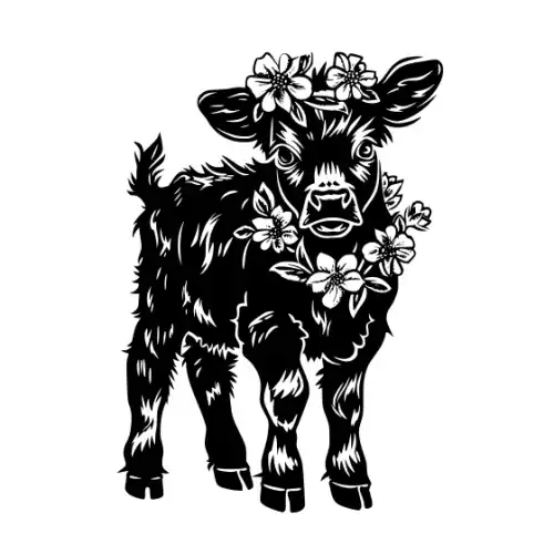 Baby Cow Highland Silhouette SVG Design | SVG Files for Cricut & Print