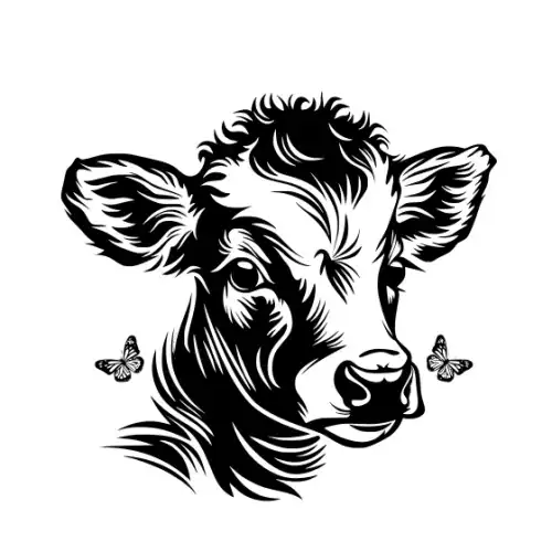 Baby Cow Highland Silhouette SVG Design | SVG Files for Cricut & Print