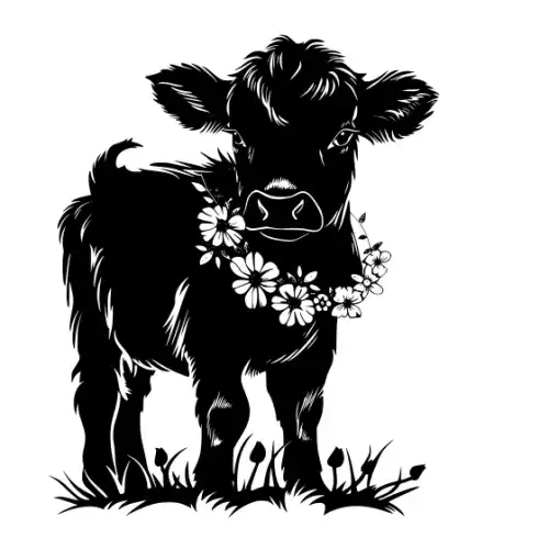 Baby Cow Highland Silhouette SVG Design | SVG Files for Cricut & Print