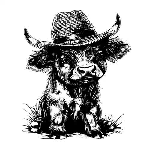 Baby Cow Highland Silhouette SVG Design | SVG Files for Cricut & Print