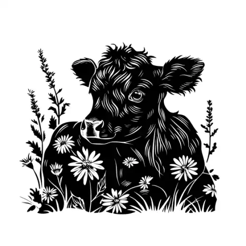 Baby Cow Highland Silhouette SVG Design | SVG Files for Cricut & Print