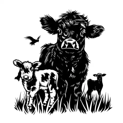 Baby Cow Highland Silhouette SVG Design | SVG Files for Cricut & Print
