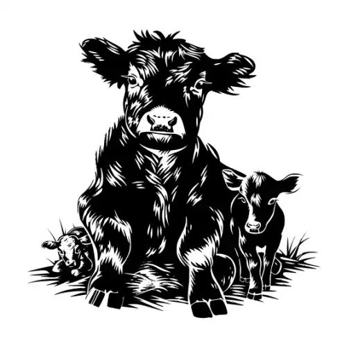 Baby Cow Highland Silhouette SVG Design | SVG Files for Cricut & Print