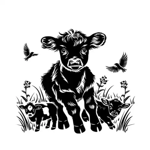 Baby Cow Highland Silhouette SVG Design | SVG Files for Cricut & Print