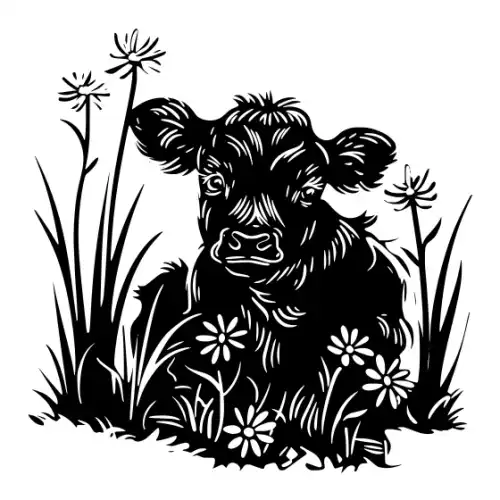 Baby Cow Highland Silhouette SVG Design | SVG Files for Cricut & Print