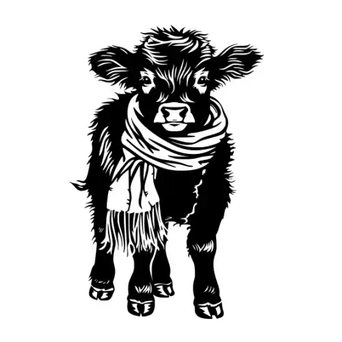 Baby Cow Highland Silhouette SVG Design | SVG Files for Cricut & Print