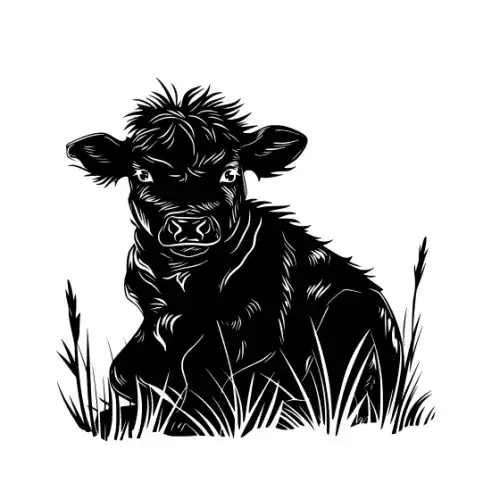 Baby Cow Highland Silhouette SVG Design | SVG Files for Cricut & Print
