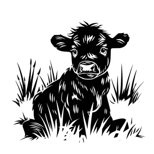Baby Cow Highland Silhouette SVG Design | SVG Files for Cricut & Print