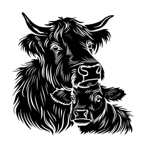 Baby Cow Highland Silhouette SVG Design | SVG Files for Cricut & Print
