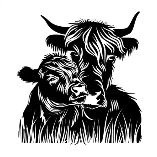 Baby Cow Highland Silhouette SVG Design | SVG Files for Cricut & Print