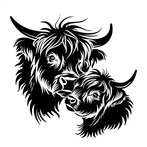 Baby Cow Highland Silhouette SVG Design | SVG Files for Cricut & Print