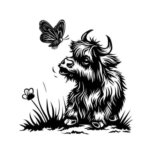 Baby Cow Highland Silhouette SVG Design | SVG Files for Cricut & Print