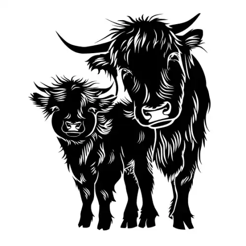 Baby Cow Highland Silhouette SVG Design | SVG Files for Cricut & Print