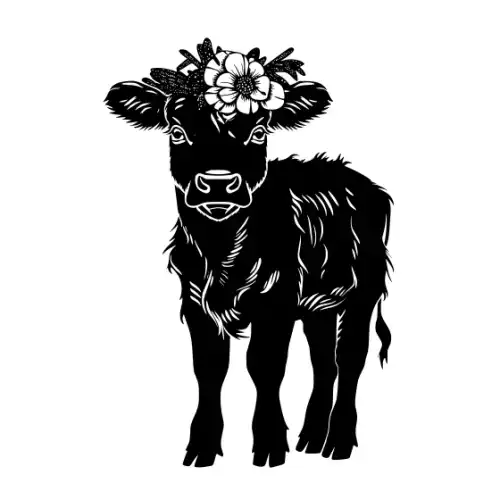 Baby Cow Highland Silhouette SVG Design | SVG Files for Cricut & Print