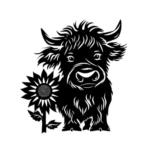 Baby Cow Highland Silhouette SVG Design | SVG Files for Cricut & Print