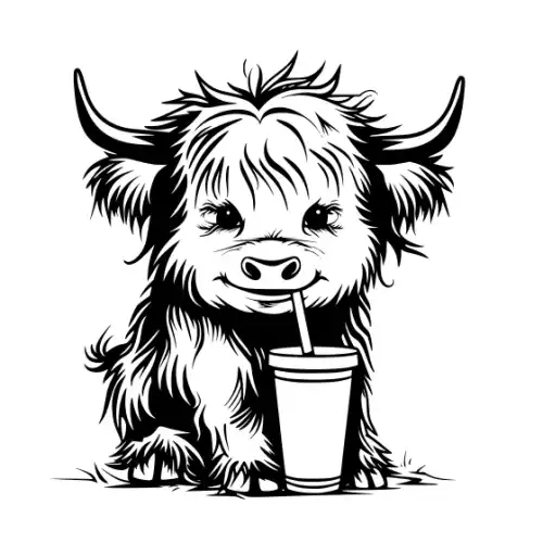 Baby Cow Highland Silhouette SVG Design | SVG Files for Cricut & Print