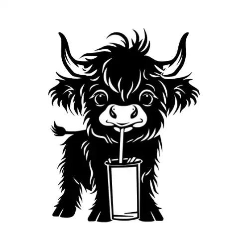 Baby Cow Highland Silhouette SVG Design | SVG Files for Cricut & Print