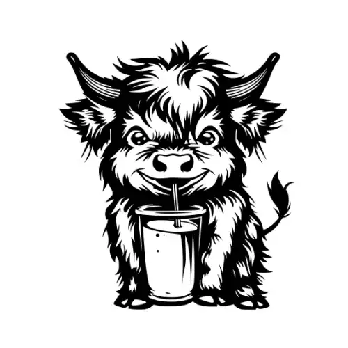 Baby Cow Highland Silhouette SVG Design | SVG Files for Cricut & Print