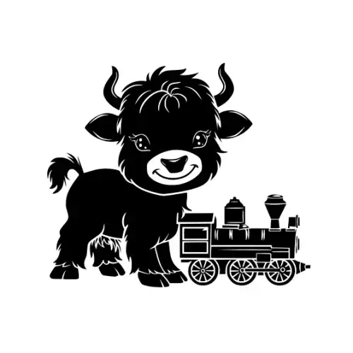 Baby Cow Highland Silhouette SVG Design | SVG Files for Cricut & Print