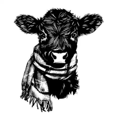 Baby Cow Highland Silhouette SVG Design | SVG Files for Cricut & Print