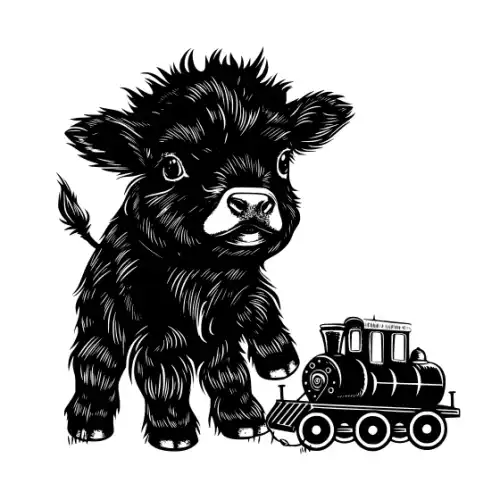 Baby Cow Highland Silhouette SVG Design | SVG Files for Cricut & Print