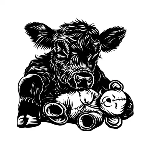 Baby Cow Highland Silhouette SVG Design | SVG Files for Cricut & Print