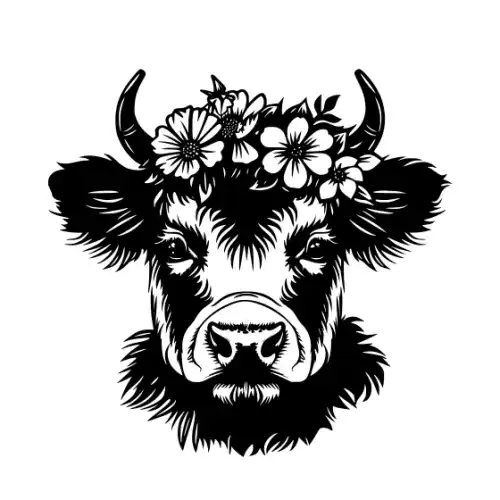 Baby Cow Highland Silhouette SVG Design | SVG Files for Cricut & Print