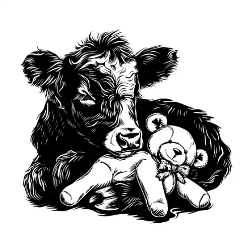 Baby Cow Highland Silhouette SVG Design | SVG Files for Cricut & Print