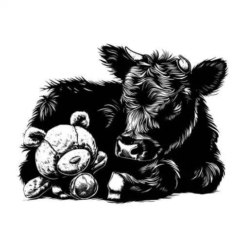 Baby Cow Highland Silhouette SVG Design | SVG Files for Cricut & Print