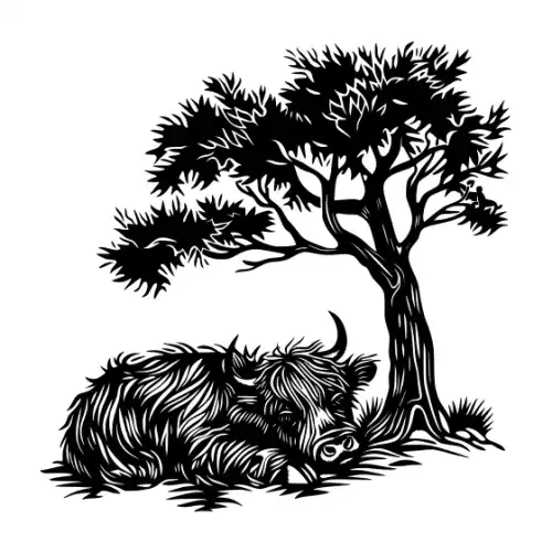 Baby Cow Highland Silhouette SVG Design | SVG Files for Cricut & Print