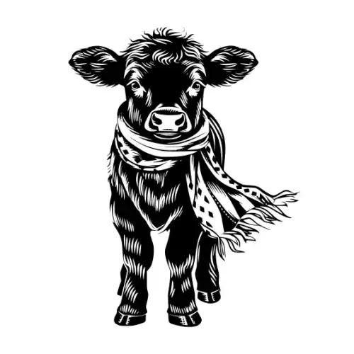 Baby Cow Highland Silhouette SVG Design | SVG Files for Cricut & Print