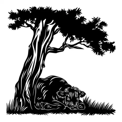 Baby Cow Highland Silhouette SVG Design | SVG Files for Cricut & Print