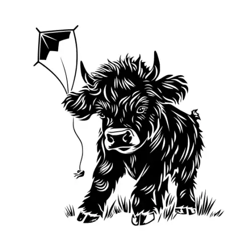 Baby Cow Highland Silhouette SVG Design | SVG Files for Cricut & Print