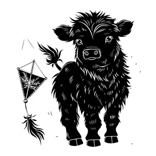 Baby Cow Highland Silhouette SVG Design | SVG Files for Cricut & Print