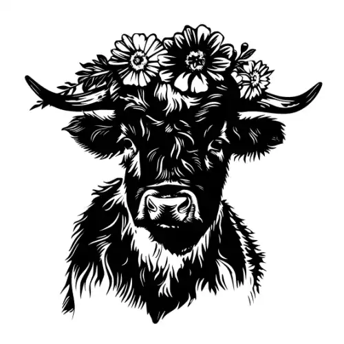 Baby Cow Highland Silhouette SVG Design | SVG Files for Cricut & Print