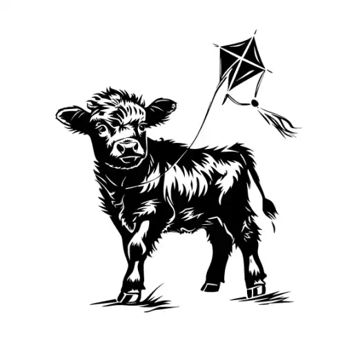 Baby Cow Highland Silhouette SVG Design | SVG Files for Cricut & Print