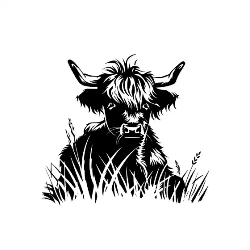 Baby Cow Highland Silhouette SVG Design | SVG Files for Cricut & Print