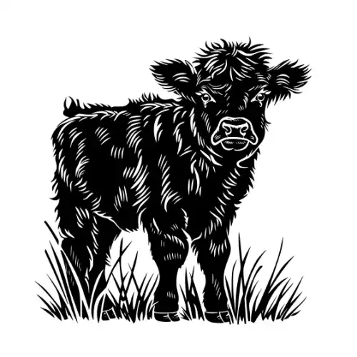 Baby Cow Highland Silhouette SVG Design | SVG Files for Cricut & Print